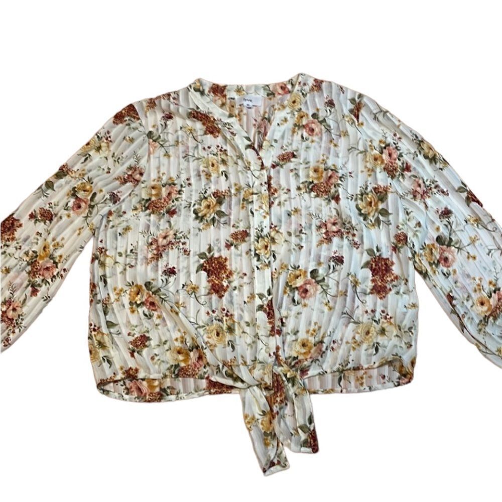 Gorgeous Floral Sheer Blouse, front tie